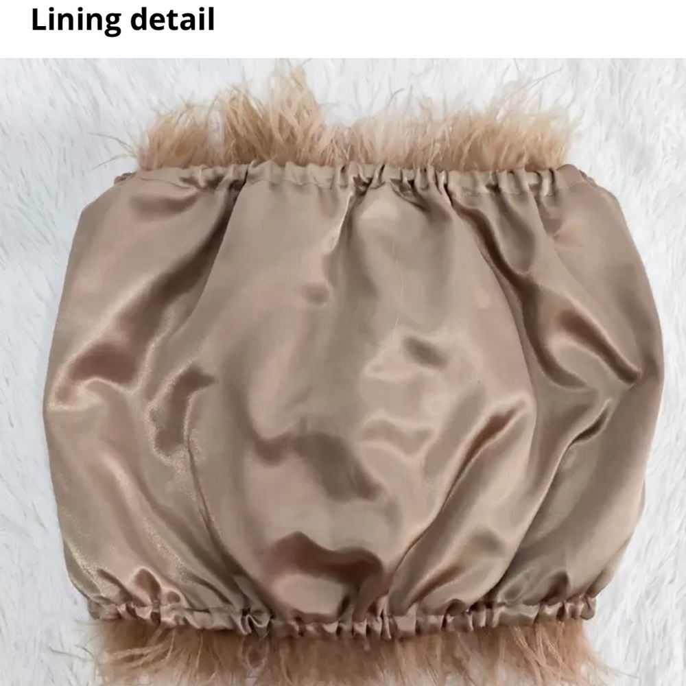 🎉 New 100% Real Ostrich Feathers Crop Top - Picture 9 of 17